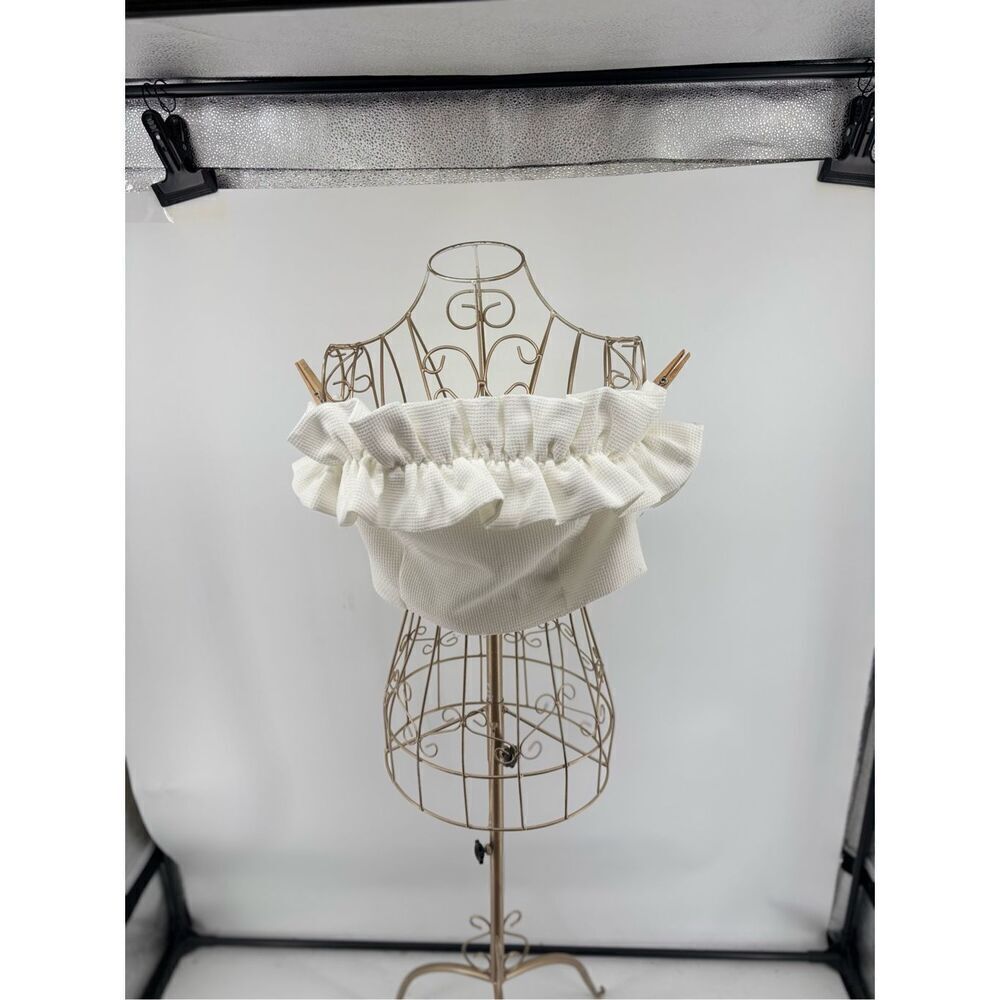 DO+BE Blouse Top Ruffle Strapless White Womens Size Large